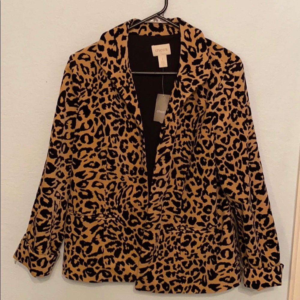 NWT Chico Leopard Velveteen Jacket